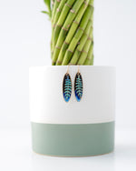Hand patinaed ferns over shades of black and blues