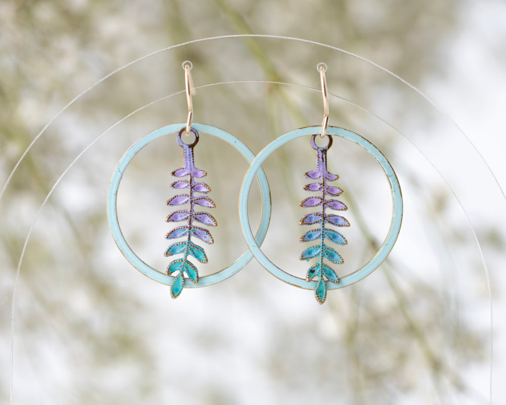 Purple Verdigris Leaves over Mint Green Circles