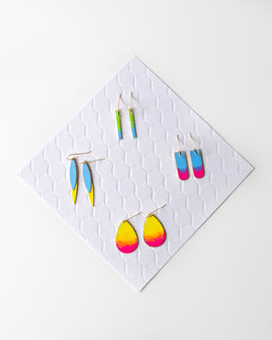 Neon Green to Blue Bar Earrings