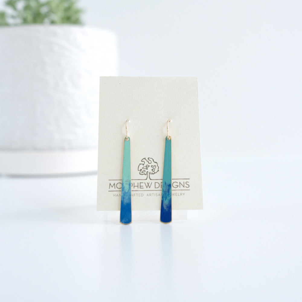 Tapered Brass Bars Mint Green - Blue Ombre