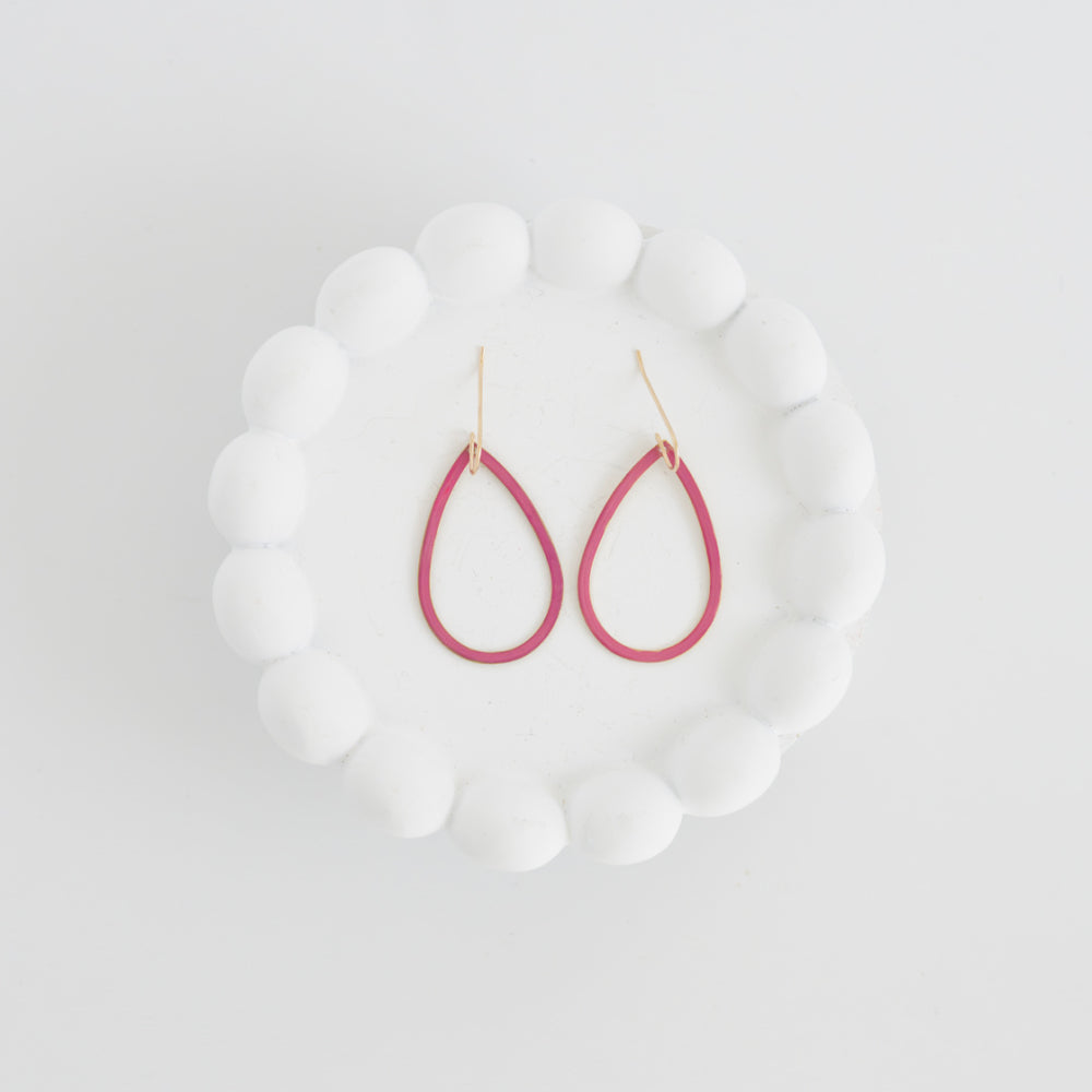 Hand patinaed pink iridescent open drops