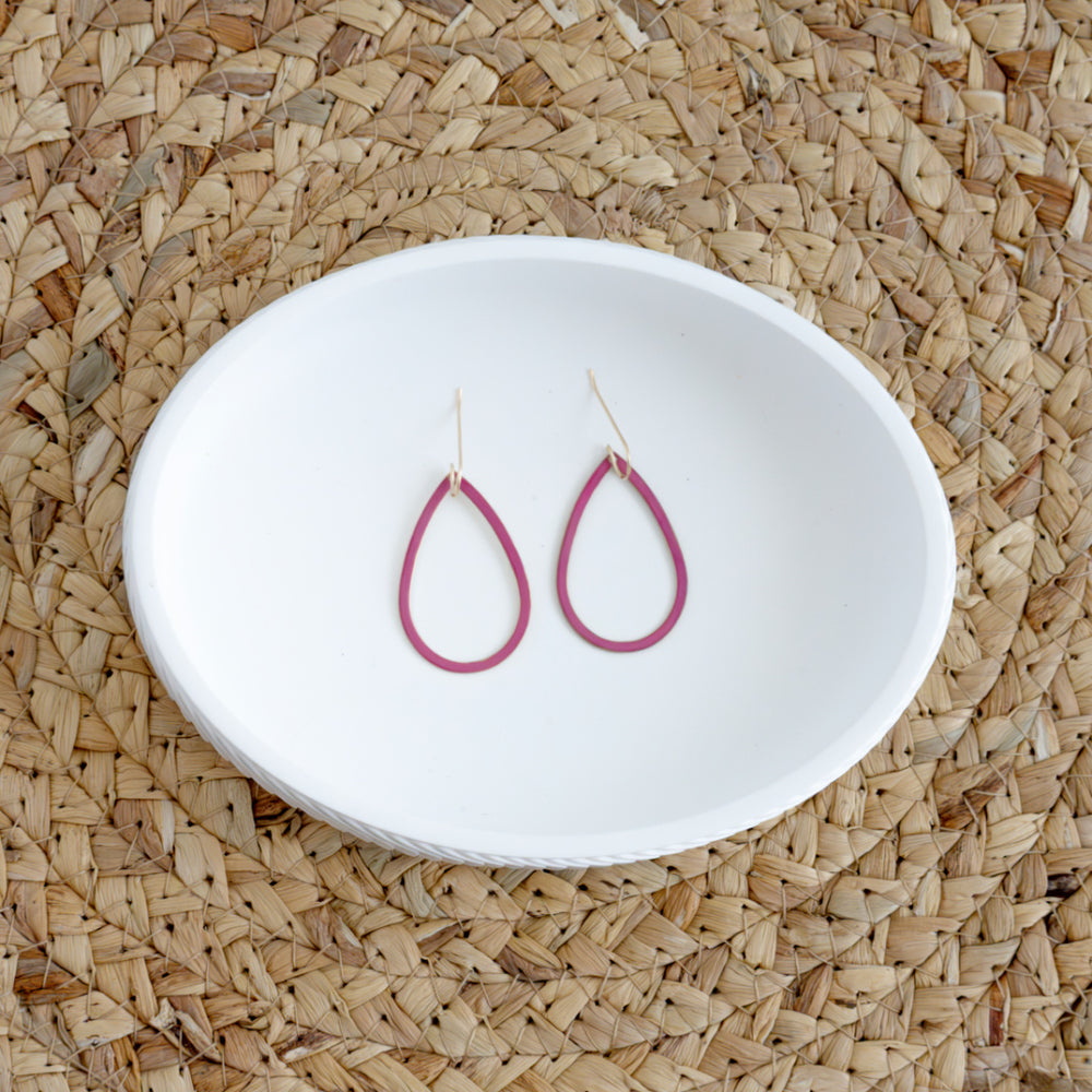 Hand patinaed pink iridescent open drops