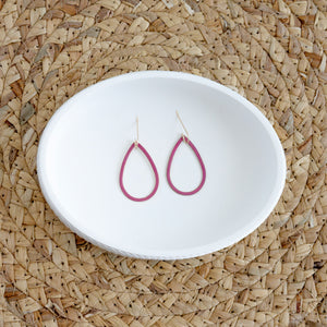 Hand patinaed pink iridescent open drops