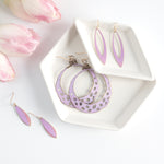 Large Patinaed Brass Hoops in Light Purple