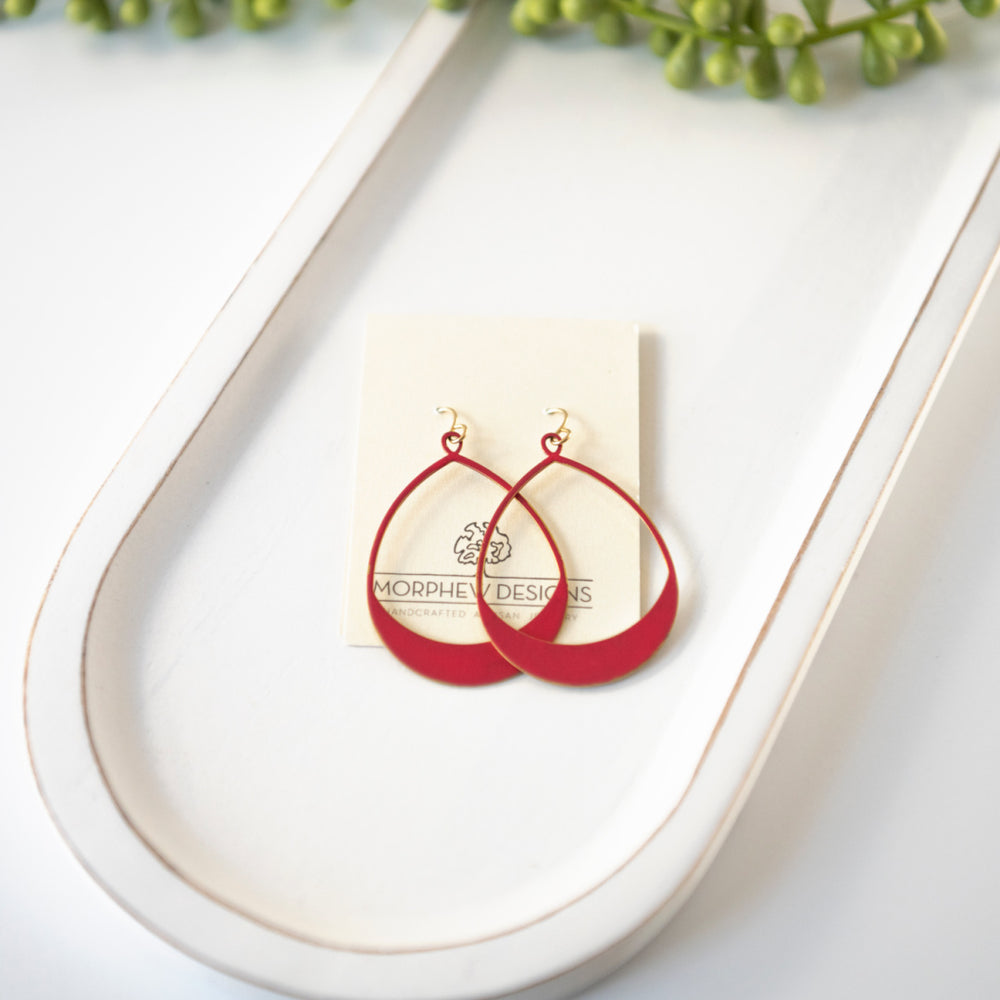 Bright Pink/Red Brass Hoops