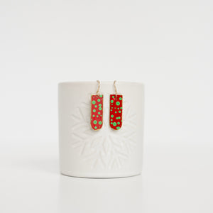 Red with Green Dots Half Oval Drops