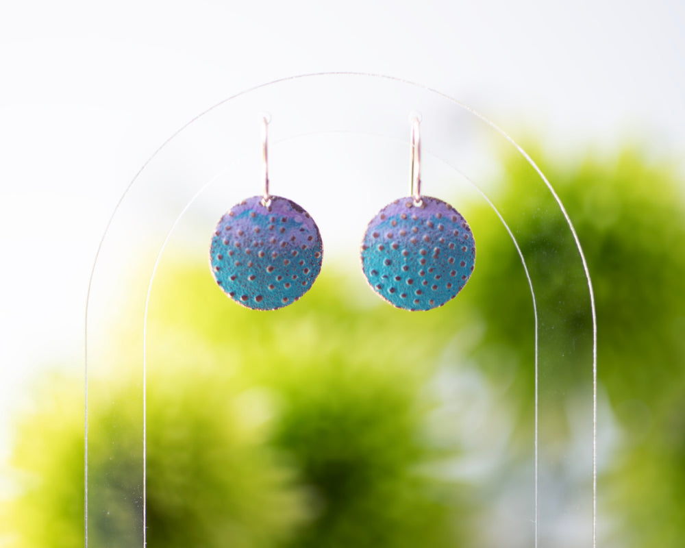 Purple Verdigris Ombre Textured Brass circles