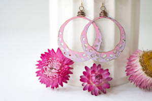 Large Patinaed Brass Hoops in Pink Ombre