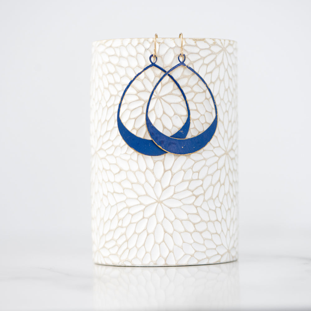 Blue Brass Hoops