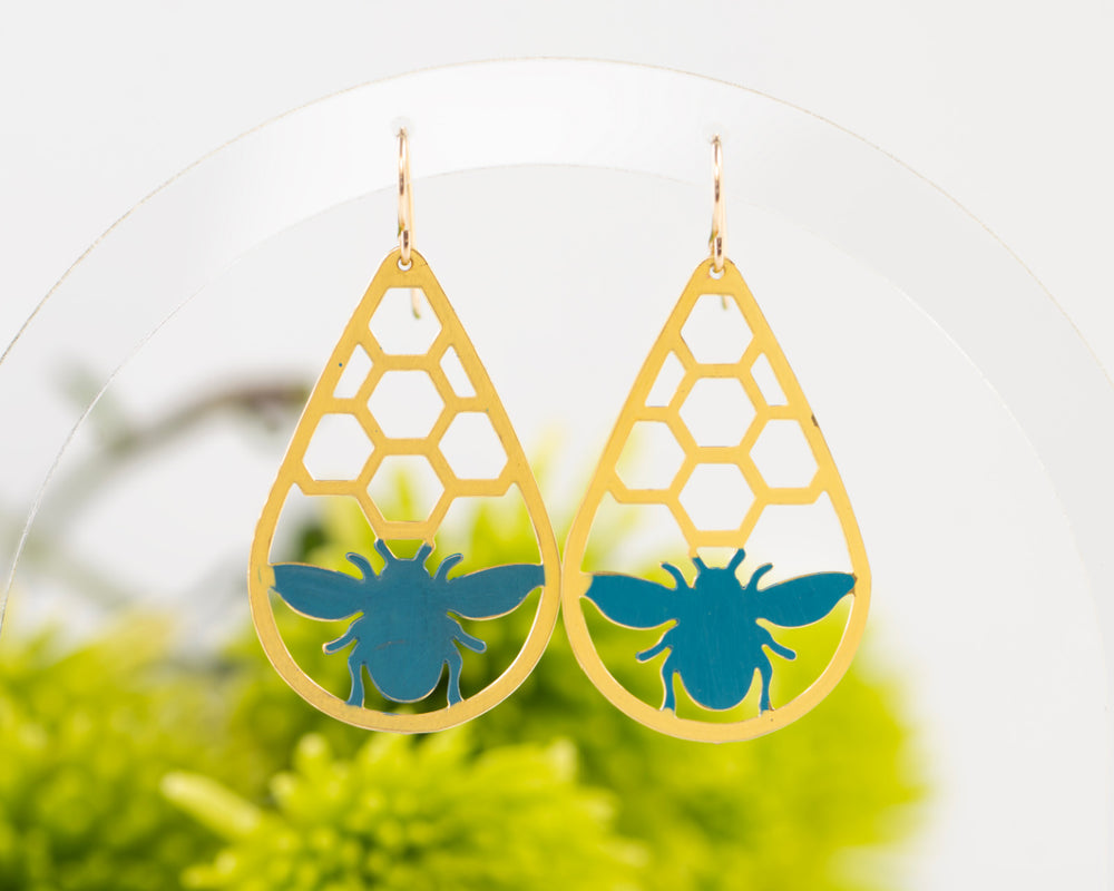 Blue Bees on Yellow Honeycomb