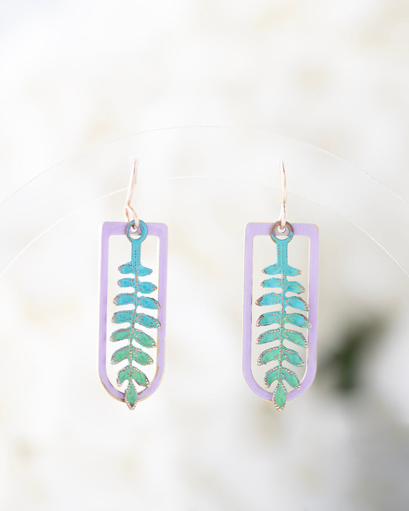 Green Verdigris Leaves over Purple